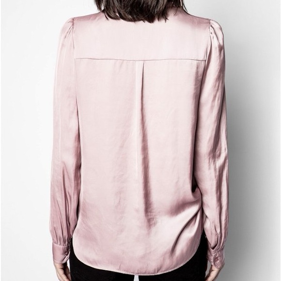 (A11) Zadig & Voltaire Taos Satin Tie Neck Blouse, Purple, Size Large, NWT - Picture 4 of 7